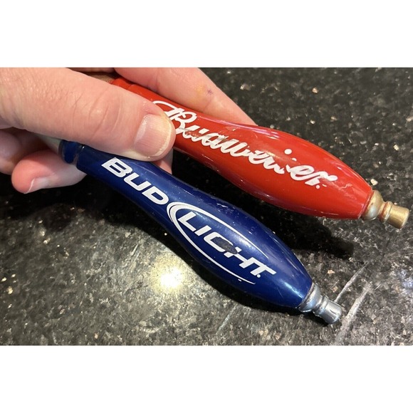 2 Two Small Budweiser Bud Light Beer Keg Tap Handles - Picture 11 of 12